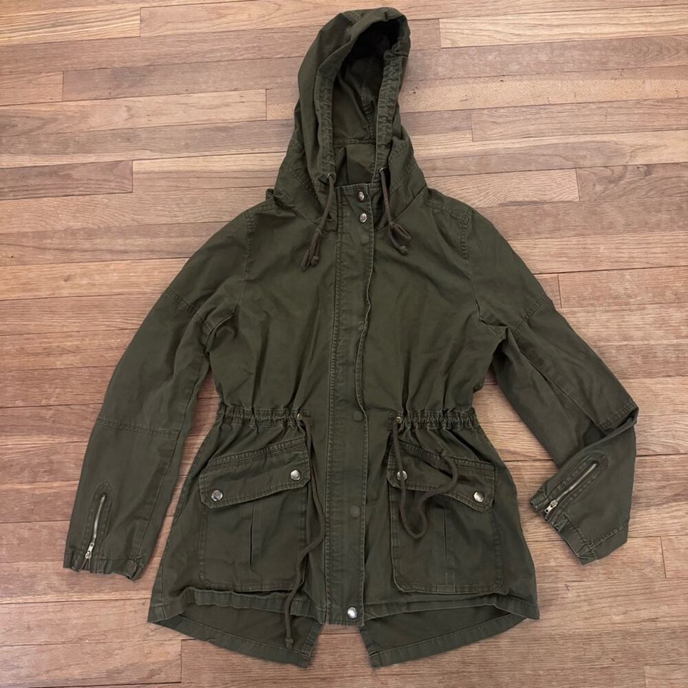 MNG Women's Olive Green Utility Anorak Hooded Jacket - Size M
 b81